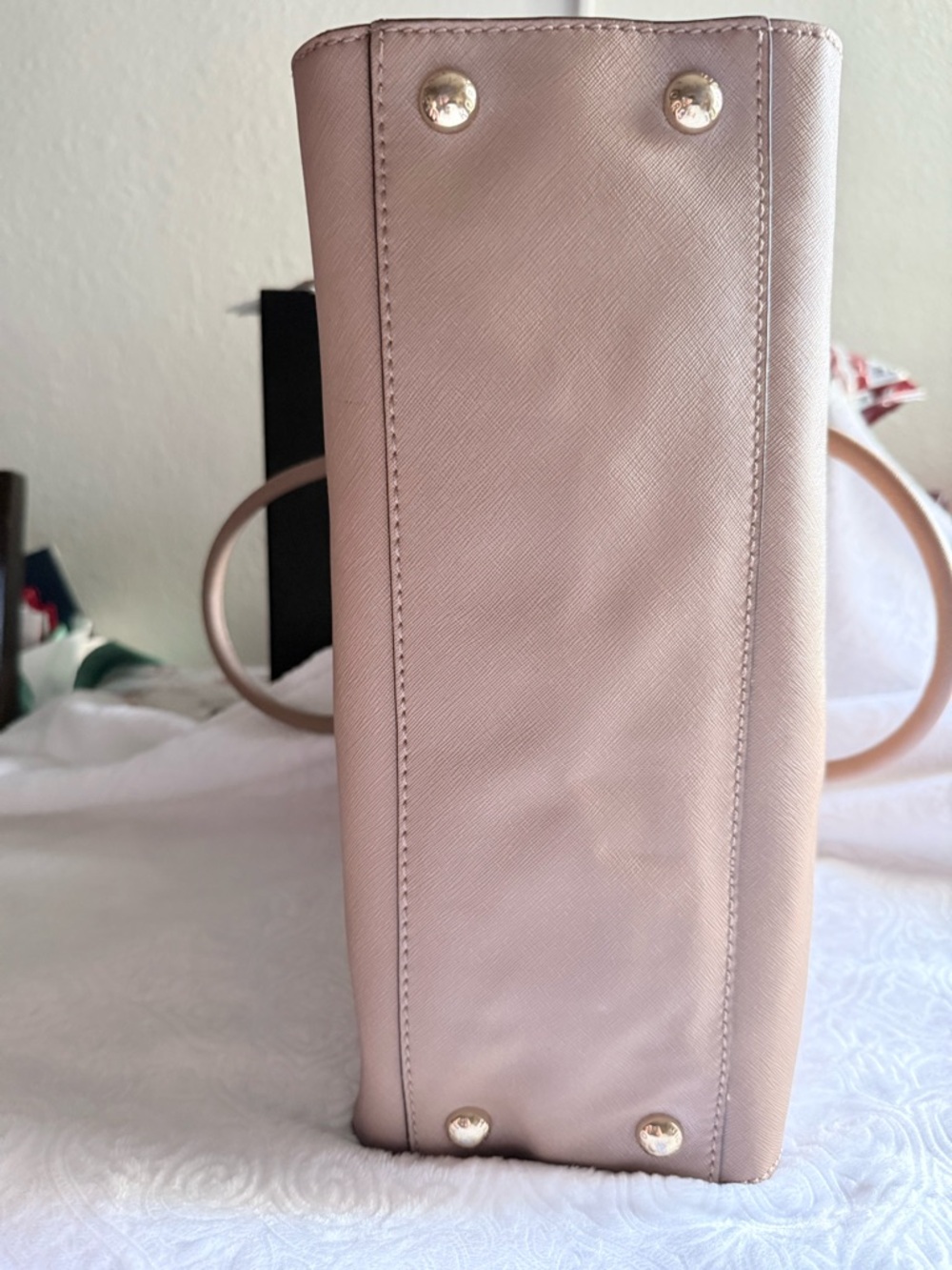 Michael Kors Blush Pink Hamilton Tote Bag Gold Lock Key Saffiano Leather - Picture 6 of 16